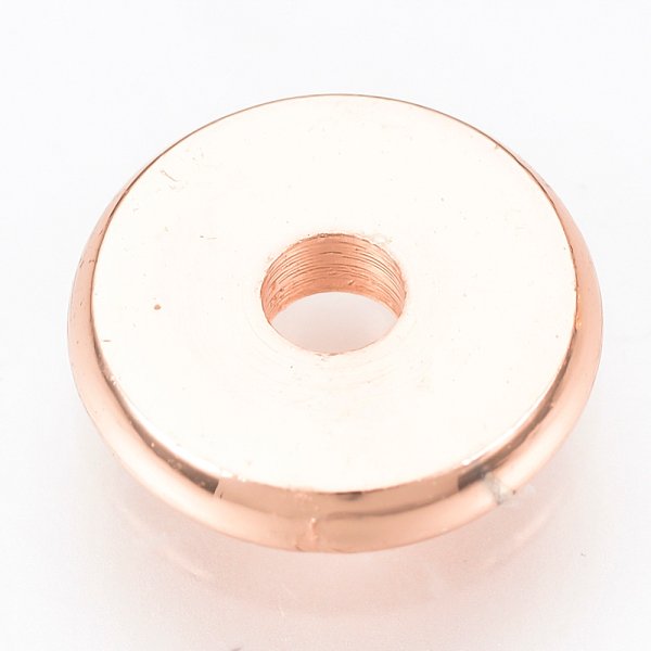 Brass Spacer Beads, Cadmium Free & Lead Free, Disc, Rose Gold, 6x1.2mm, Hole: 1.8mm