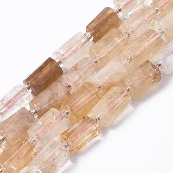 Natural Citrine Beads Strands, Faceted, Column, 8-11X6-8X5-7Mm, Hole: 1Mm, About 15-17Pcs/Strand, 7.28-7.48 Inch-image