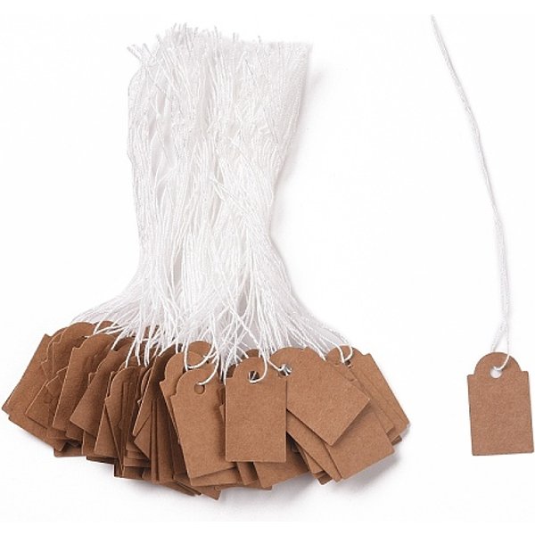 Kraft Paper Tags, with Cotton Wire, Blank Price Tag, Rectangle, Peru, 11cm, 500pcs/bag