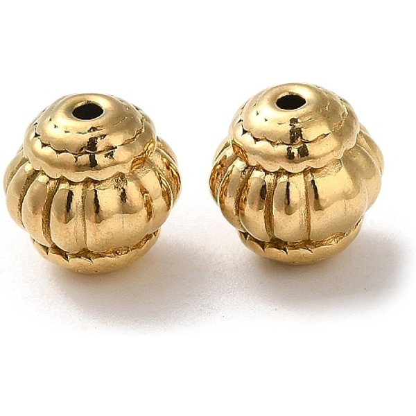 Billes En Acier Inoxydable 304, Toupie, VéRitable 18K Plaqué Or, 8X8Mm, Trou: 1.2Mm-image