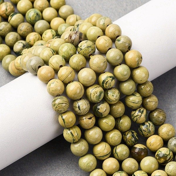 Natural Verdite Stone Beads Strands, Round, 6-6.5Mm, Hole: 1.2Mm, About 62Pcs/Strand, 14.96''(38Cm)-image
