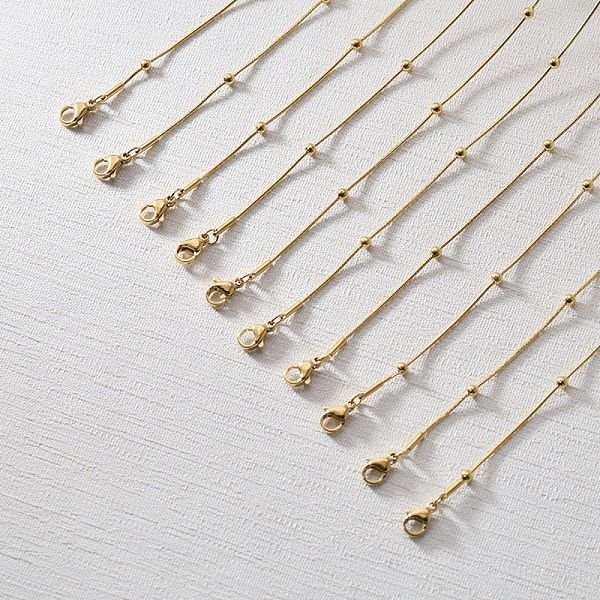Colliers à ChaîNe Serpent Ronde En Acier Inoxydable 304 De 3 Mm Pour Femmes Et Hommes, Avec Des Billes Rondes, Or, 16.46 Pouce (41.8 Cm)-image