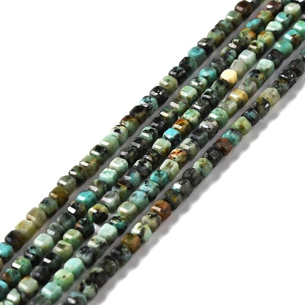 Brins De Perles Turquoises Africaines Naturelles (Jaspe), Facette, Cube, 2.5X2.5X2.5Mm, Trou: 0.7Mm, Environ 170 Pcs/Chapelet, 15.35'' (39 Cm)-image