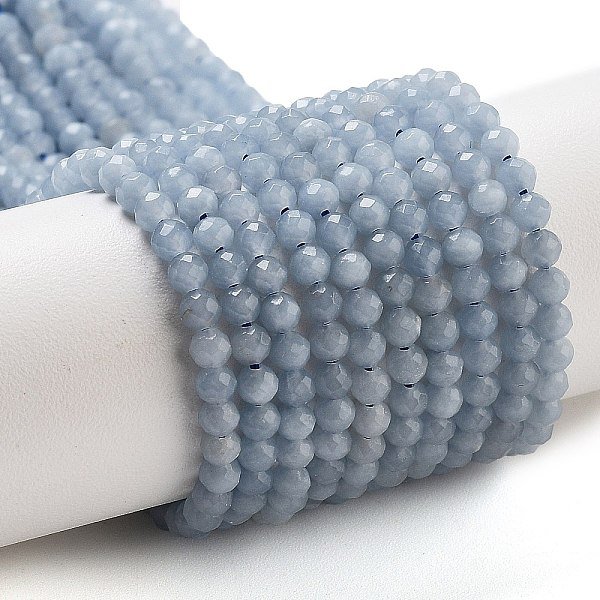 Natural Angelite Beads Strands, Faceted, Round, 3Mm, Hole: 0.8Mm, About 128Pcs/Strand, 14.96''(38Cm)-image