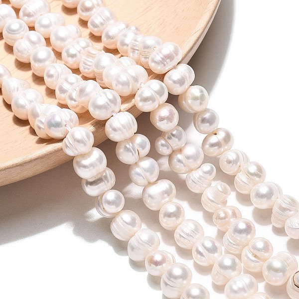 Natural Cultured Freshwater Pearl Beads Strands, Potato, Creamy White, 6-7X6-10Mm, Hole: 0.6Mm, About 27-28Pcs/Strand, 6.69-6.89 Inch(17-17.5Cm)-image