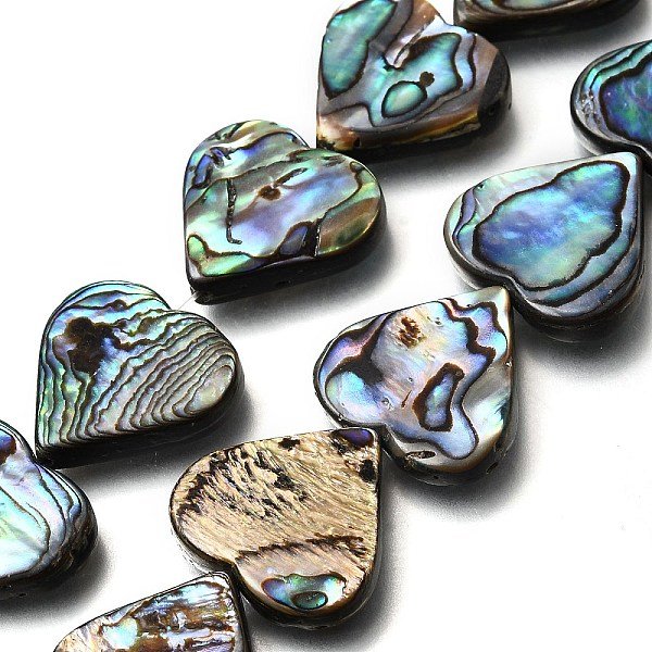 Hebras De Concha De AbulóN Natural / Cuentas De Concha De Paua, CorazóN, 21X21.5X4-5Mm, Agujero: 1 Mm, Aproximamente 20 Pcs / Cadena, 15.63'' (39.7 Cm)-image