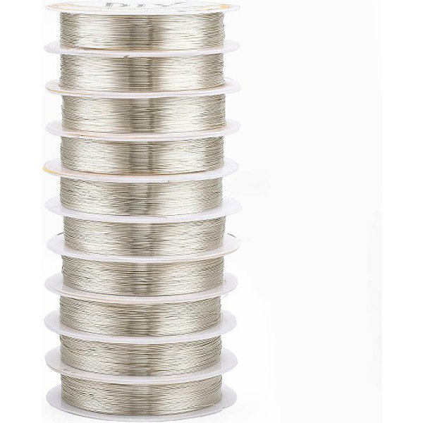 Round Copper Jewelry Wire, Long-Lasting Plated, Silver, 28 Gauge, 0.3mm, about 51.18 Feet(15.6m)/roll