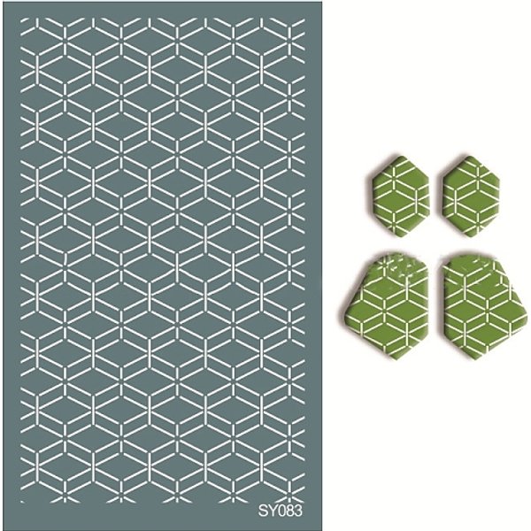 Polyester Silk Screen Printing Stencil, Reusable Polymer Clay Silkscreen Tool, For Diy Polymer Clay Earrings Making, Rhombus, 15X9Cm-image
