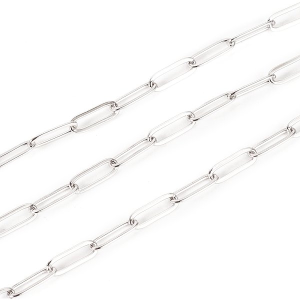 Catene Per Graffette In Acciaio Inossidabile 304 Da 3.28 Piede Anti-Ossidazione, Catene Portacavi Allungate Trafilate, Saldato, Colore Acciaio Inossidabile, 3.5X0.8Mm-image