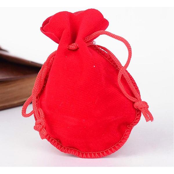 Sacs Calebasse De Velours, Rouge, 9.5X7.5 Cm-image