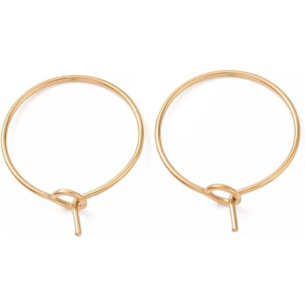 Boucles D'oreilles CréOles En Acier Inoxydable Chirurgical 316L Avec Placage Ionique (Ip), Accessoires De Pendentifs De Verre De Vin, VéRitable 18K Plaqué Or, 15X0.7Mm, 21 Jauge-image