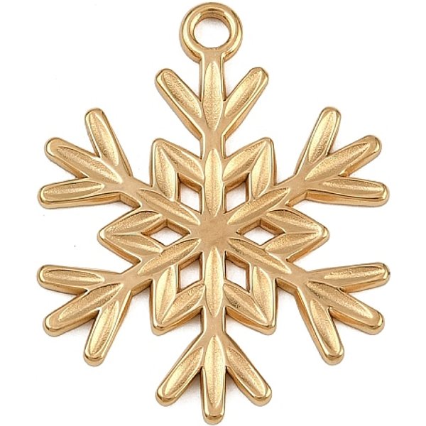 Pendentifs En Acier Inoxydable 304, Breloques De Flocon De Neige, Or, 33.5X27X1.7Mm, Trou: 2.7Mm-image