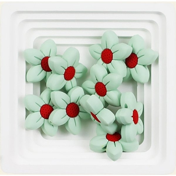 Cuentas Focales De Silicona De Calidad Alimentaria, Flor, Mielada, 26X26Mm-image