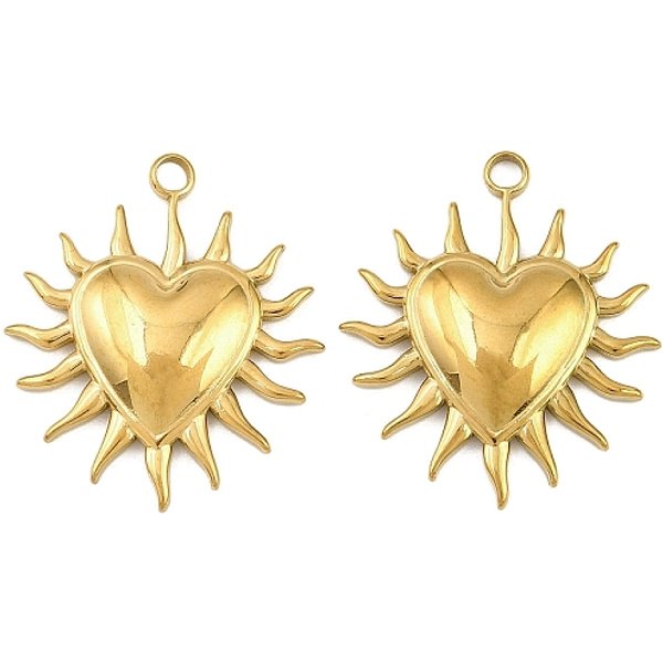 304 Stainless Steel Pendants, Heart, Ion Plating(Ip), Golden, 27.5X23.5X3.5Mm, Hole: 2.5Mm-image