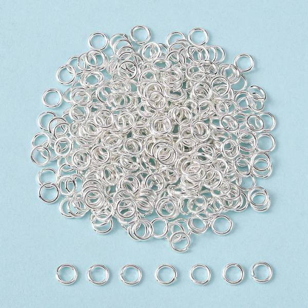 Brass Jump Rings, Open Jump Rings, Lead Free & Nickel Free, Silver, 6X1Mm, Inner Diameter: 4Mm, About 4160Pcs/500G-image