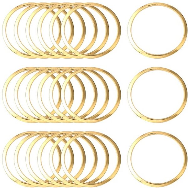 201 Anneaux De Liaison En Acier Inoxydable, Anneau, VéRitable 24K Plaqué Or, 25X1-1.2Mm, DiamèTre IntéRieur: 22 Mm-image