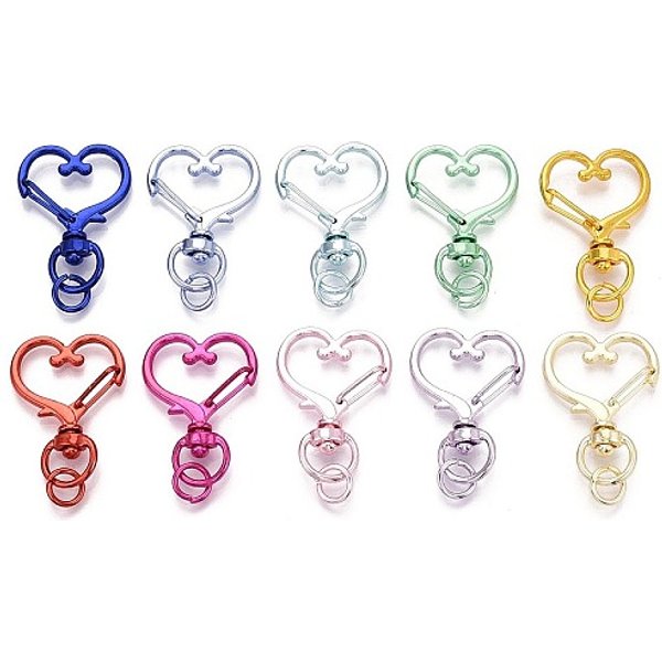 Ganci Girevoli In Lega, Cuore, Cadmio& Piombo Libero, Colore Misto, 39-40X24X6Mm-image