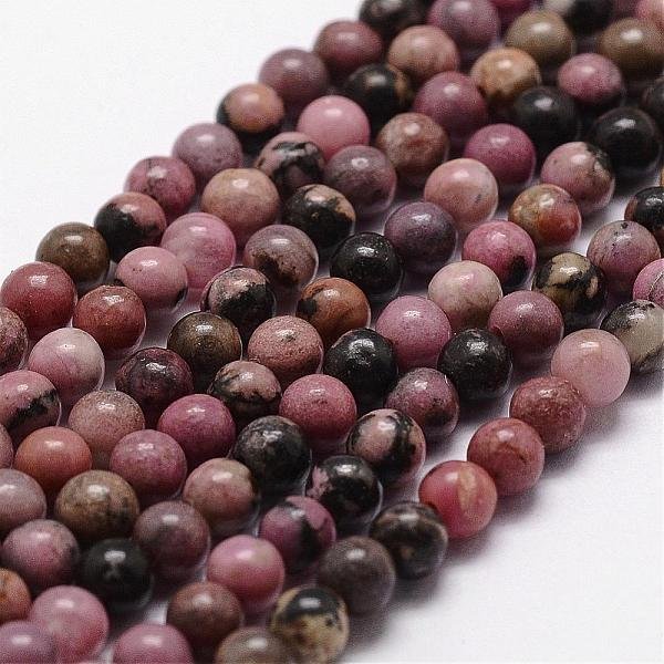 Natural Rhodonite Beads Strands, Round, 4Mm, Hole: 0.8Mm, About 85-90Pcs/Strand, 14.9 Inch-15.1 Inch-image