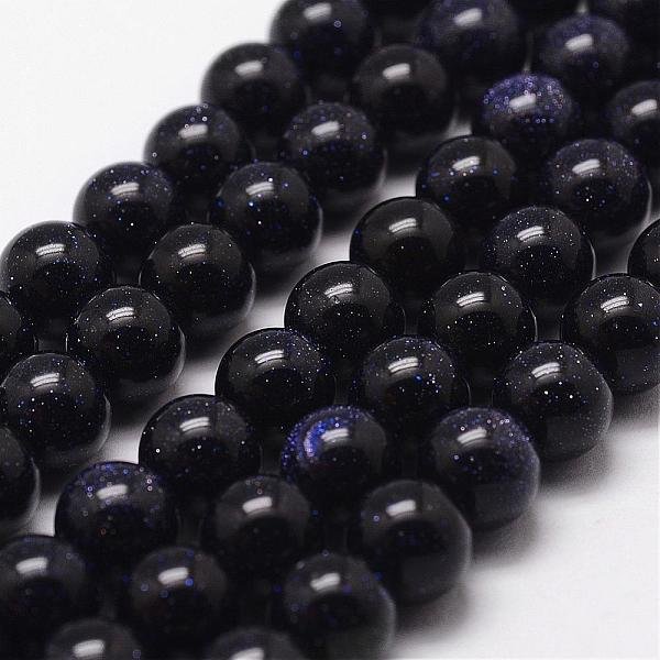 Synthetic Blue Goldstone Beads Strands, Round, 4Mm, Hole: 1Mm, About 96Pcs/Strand, 14.2 Inch-image