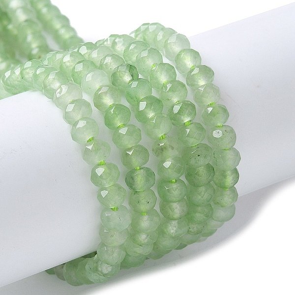 Dyed Natural Malaysia Jade Rondelle Beads Strands, Faceted, Aquamarine, 4x2-3mm, Hole: 1mm, about 110-115pcs/strand, 14 inch