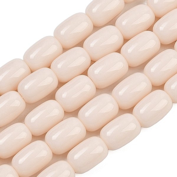 Opaque Glass Beads Strands, Barrel, Pink, 9x6mm, Hole: 1mm, about 43pcs/strand, 15.28''(38.8cm)