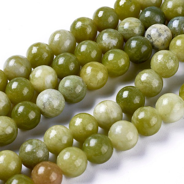 NatüRliche Chinesische Jade/SüDliche Jade Perlen SträNge, Runde, 6-7 Mm, Bohrung: 1 Mm, Ca. 59 Stk. / Strang, 15 Zoll-image
