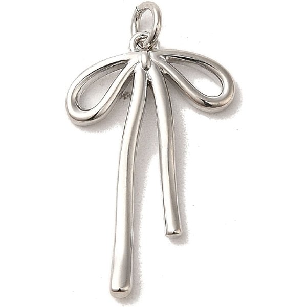 Colgantes De LatóN, Sin Plomo Y Cadmio, Lazo, Platino, 25X16X3X2Mm-image