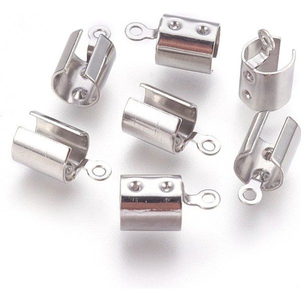 Extremos De Engarce Plegables De Acero Inoxidable 304 Resistentes Al Deslustre, Doblar Los Extremos Del Cable De Crimpado, Color Acero Inoxidable, 12X6.5X6.5Mm, Agujero: 1.4 Mm, DiáMetro Interior: 5.5-6 Mm-image