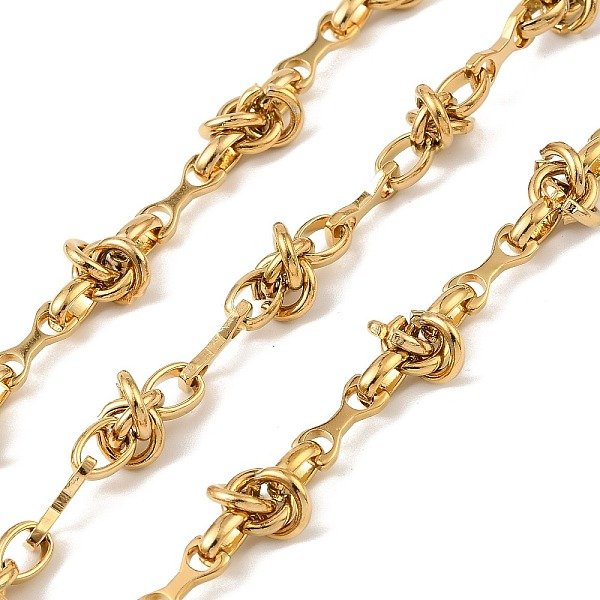 ChaîNes à Maillons NouéS En Acier Inoxydable 304, Placage Ionique (Ip), Non SoudéE, Avec Bobine, VéRitable 18K Plaqué Or, Lien: 10X4X1.2Mm Et 6X8X0.5Mm Et 7X5X2Mm, Environ 16.40 Pied (5 M)/Rouleau-image