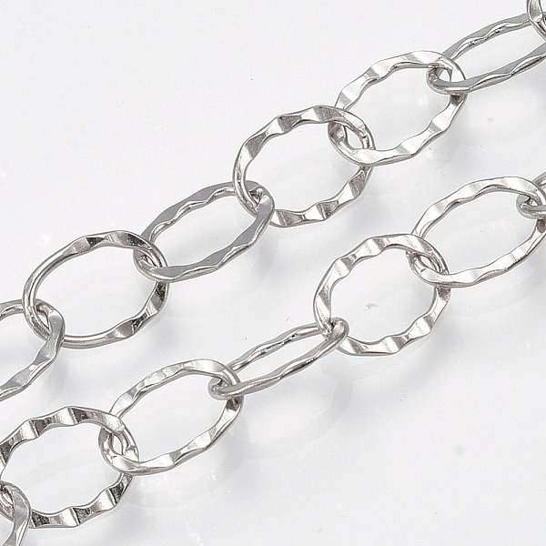 ChaîNes De CâBles En Acier Inoxydable 304 RéSistant Au Ternissement, Soudé, Texturé, Ovale, Couleur Inoxydable, 9X6.5X1Mm-image