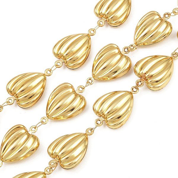 ChaîNes à Maillons En Forme De CœUr En Acier Inoxydable 304, Non SoudéE, Avec Bobine, Placage Ionique (Ip), VéRitable 18K Plaqué Or, 21X13.5X5.5Mm-image