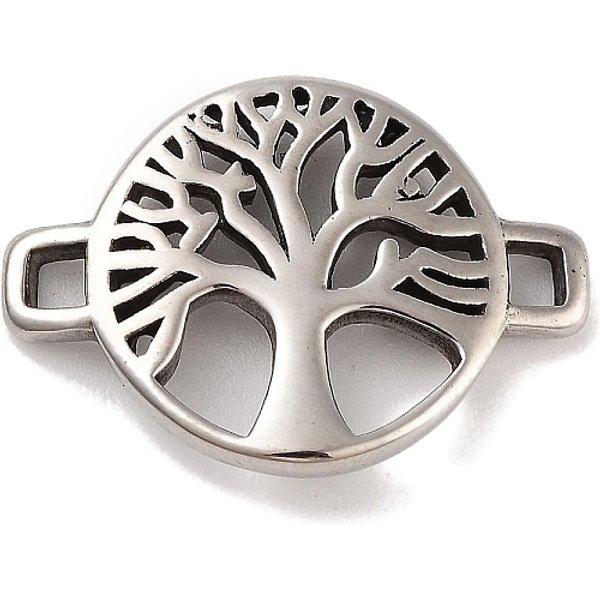 Eslabones De áRbol De La Vida De Acero Inoxidable 304 Resistentes Al Deslustre, Para Hacer Pulseras De Cordon De Cuero., Color Acero Inoxidable, 15.5X22X3Mm, Agujero: 2.5X2 Mm-image
