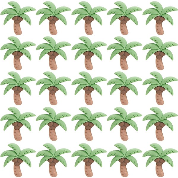 Cabujones De Resina Opaca 60Pcs, Para Accesorios Para El Cabello, áRbol De Coco, Verde, 23X22Mm-image