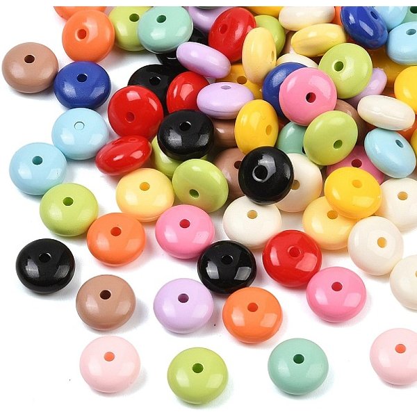 Opake Legierung Perlen, Flachrund, Mischfarbe, 10X5 Mm, Bohrung: 1.7 Mm-image