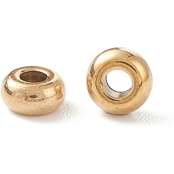 Billes En Acier Inoxydable 304 à Placage Ionique (Ip), Disque / Plat Rond, VéRitable 18K Plaqué Or, 4X2Mm, Trou: 1.5Mm-image