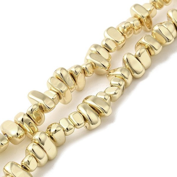 Hebras de cuentas de hematites no magnéticas sintéticas galvanizadas, pepitas, oro chapado, 4-8x3-8x2-4mm, agujero: 1 mm, aproximamente 116-119 pcs / cadena, 15.55'' (39.5 cm)