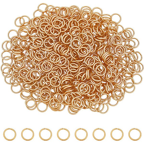 600 Anneau De Jonction En Acier Inoxydable 304, Anneaux De Jonction Ouverts, Anneau Rond, Connecteurs MéTalliques Pour La Fabrication De Bijoux Et Accessoires De Porte-CléS, VéRitable 18K Plaqué Or, 8X0.8Mm, DiamèTre IntéRieur: 4.4 Mm-image