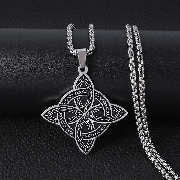 Viking Triskelion Knot 201 Stainless Steel Pendant Necklaces For Men, Stainless Steel Color, 23.62 Inch(60Cm)-image
