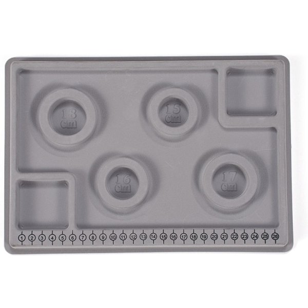 Pe And Flocking Bead Design Boards, Bracelet Design Board, With Graduated Measurements, Diy Beading Jewelry Making Tray, Rectangle, Gray, 29X20X1.6Cm-image