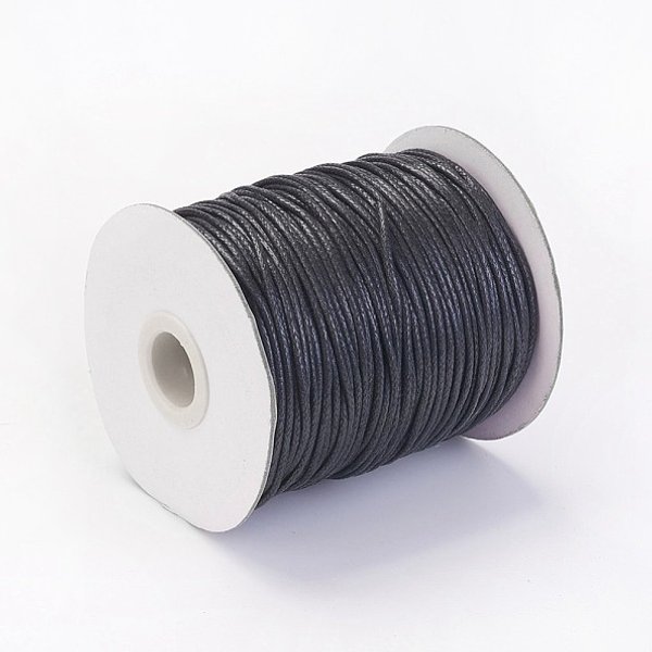 Cordons De Fil De Coton Ciré, Noir, 1.5Mm, Environ 100Yards/Rouleau (300Pied/Rouleau)-image
