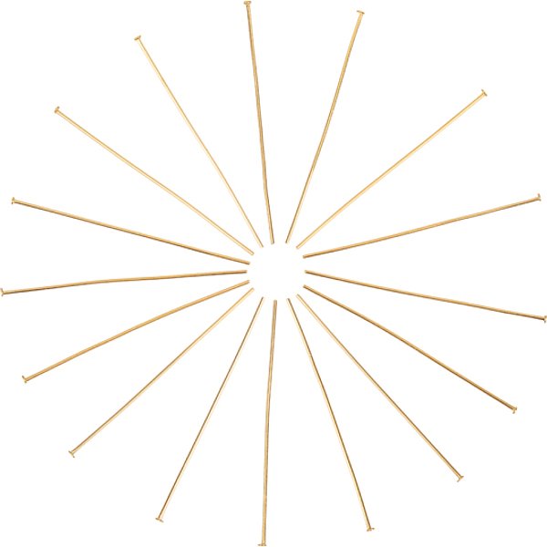 304 Stainless Steel Flat Head Pins, Real 18K Gold Plated, 50X0.7Mm, 21 Gauge, Head: 2Mm-image