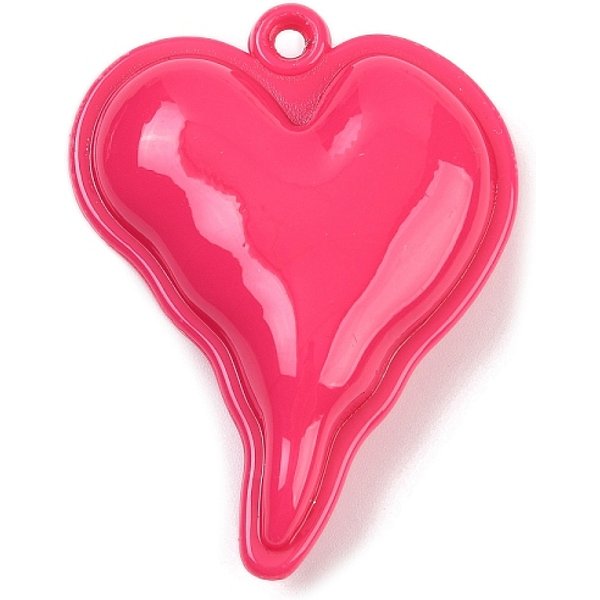 Opaque Acrylic Big Pendants, Heart, Hot Pink, 54X42X15.5Mm, Hole: 3Mm-image