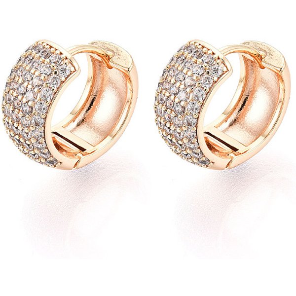 Boucles D'oreilles CréOles En Laiton Zircon Cubique Micro Pavé, VéRitable 18K Plaqué Or, 13X14.5X7Mm-image