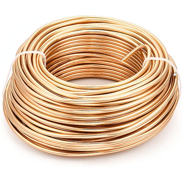 Runder eloxierter Aluminiumdraht, biegbarer Metalldraht, flexibler Basteldraht, für Perlen Schmuck Puppe Handwerk machen, dunkelgolden, 15 Gauge, 1.5 mm, 100m/500g (328 Fuß/500g)