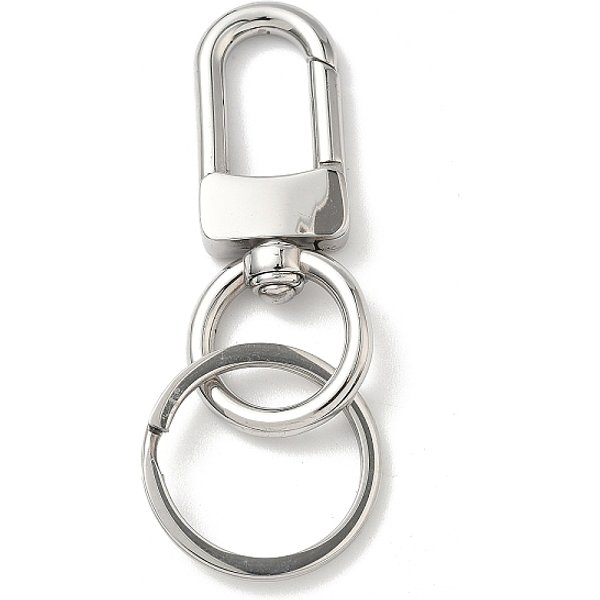 304 Stainless Steel Keychain Rings, With Swivel Clasps, Stainless Steel Color, 78.5Mm-image