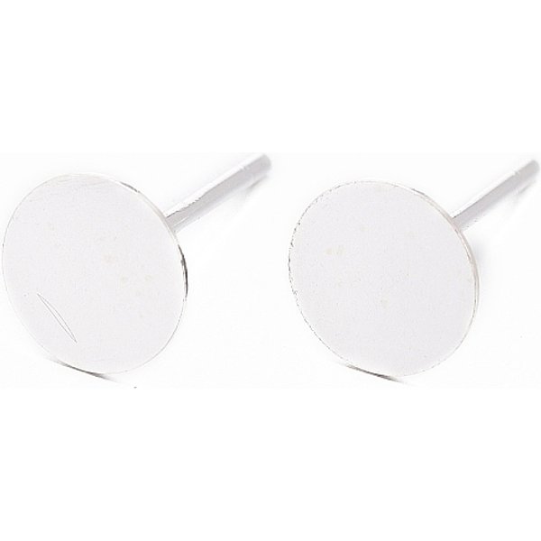 925 Sterling Silver Round Flat Pad Stud Earring Findings, With 925 Stamp, Silver, 11.5X6Mm, Pin: 0.8Mm-image