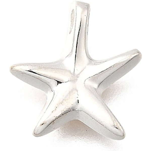 925 Streling Silver Starfish Charms With 925 Stamp, Silver, 11.5X11X2.5Mm, Hole: 1X2Mm-image