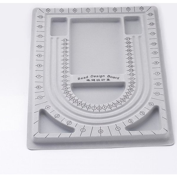 Plastic Bead Design Boards For Necklace Design, Flocking, Rectangle, 9.45X12.99X0.39 Inch, Gray-image