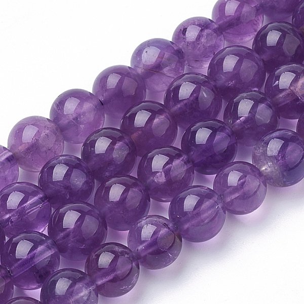 Natural Amethyst Beads Strands, Round, 6Mm, Hole: 1Mm, About 63Pcs/Strand, 15.7 Inch-image