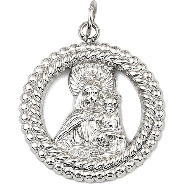 Virgin Mary Theme 304 Stainless Steel Pendants, Flat Round, Cadmium Free & Nickel Free & Lead Free, Stainless Steel Color, 22X19.5X2.5Mm, Hole: 4Mm-image